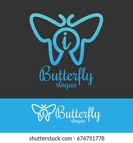 butterfly initial Letter I Logo design