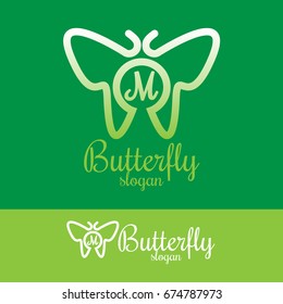 butterfly initial Letter M Logo design