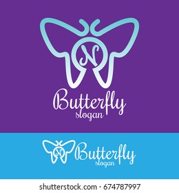 butterfly initial Letter N Logo design