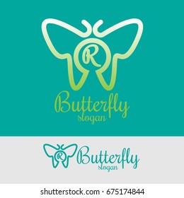 butterfly initial Letter R Logo design