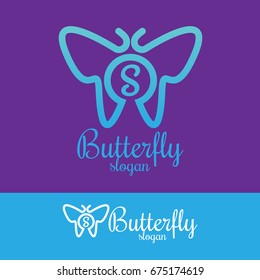 butterfly initial Letter S Logo design