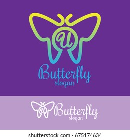 butterfly initial Letter U Logo design