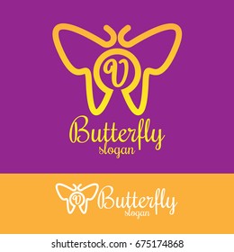 butterfly initial Letter V Logo design