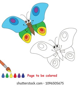 Butterfly Insect to be colored, the coloring book for preschool kids with easy educational gaming level.