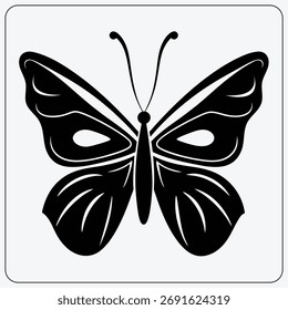 Butterfly Insect Black Vector Icon
