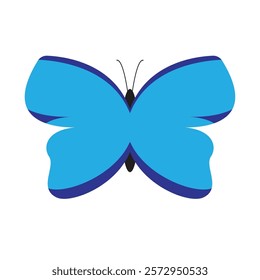 butterfly insect blue color icon vector