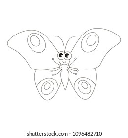 Butterfly Insect cartoon. Colorless outlined illustration with thin line black stroke