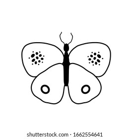 Butterfly or insect character design. Cute cartoon animal vector illustration. Abstract icon for baby posters, art prints, fashion apparel or stickers.
