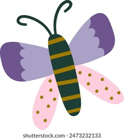 Butterfly Insect Childish Vector Illustration