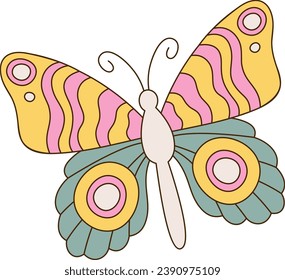 Butterfly Insect Groovy Vector Illustration