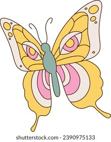 Butterfly Insect Groovy Vector Illustration