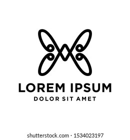butterfly insect icon logo vector line outline monoline clipart illustration