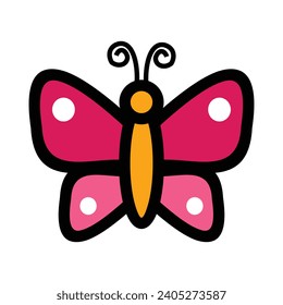 butterfly insect icon vector illustration design graphic flat style pink color. Design for girls. Insect animal design elements