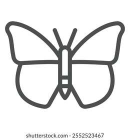 Icono de línea de insectos de mariposa, concepto de belleza de ensueño. Gráficos de Vector. Letrero de insecto volador sobre fondo blanco, icono de estilo de contorno para móvil o Diseño web