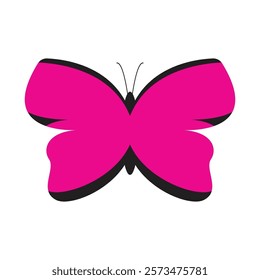 butterfly insect pink color icon vector