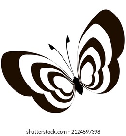 Butterfly insect silhouette outline on white background. Flat style. Vector image isolated.