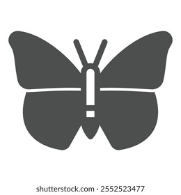 Icono sólido del insecto de la mariposa, concepto de la belleza del sueño del día. Gráficos de Vector. Letrero de insecto volador sobre fondo blanco, icono de estilo de glifo para móvil o Diseño web