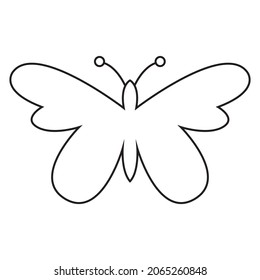 Butterfly insect Vector art. Black and white. White background. One line drawing.