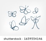 butterfly insect vector art line isolated doodle illustration