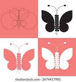 butterfly insect vector art line isolated doodle illustration