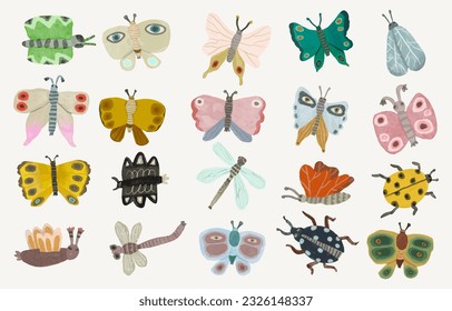 Butterfly and insect. watercolor vector illustration. animal wildlife.