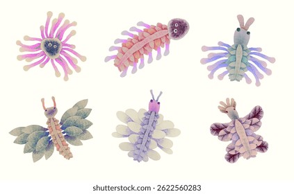 Butterfly and insect. watercolor vector illustration. animal wildlife.	