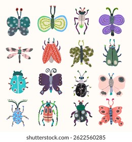 Butterfly and insect. watercolor vector illustration. animal wildlife.	