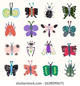 Butterfly and insect. watercolor vector illustration. animal wildlife.	