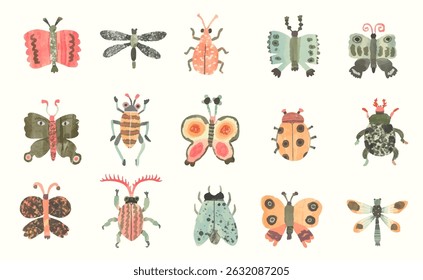 Butterfly and insect. watercolor vector illustration. animal wildlife.	