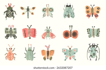Butterfly and insect. watercolor vector illustration. animal wildlife.	