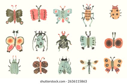 Butterfly and insect. watercolor vector illustration. animal wildlife.	