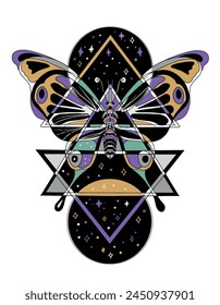 butterfly insects triangle magic tarot harmony geometry symbol abstraction hand drawn background logo coloring