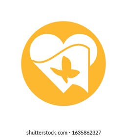 Butterfly inside heart design of Zero discrimination day awareness help support campaign love life care and solidarity theme Vector illustration