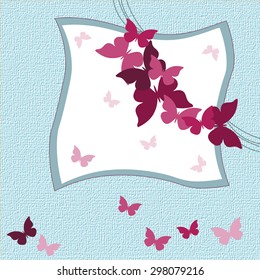 Butterfly invitation card background in blue. Vector