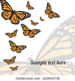 Butterfly invitation vector. Migration concept of monarch butterfly