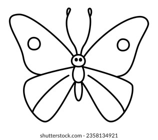 Butterfly - Isolated Black Line Drawing used for Modern Icons, Minimal Symbol Design, Beautiful Garden Decoration, and Examples of Species of Insects.