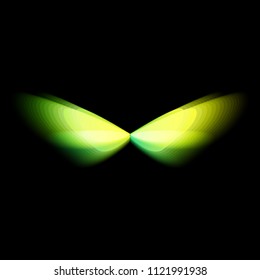 Butterfly isolated logo. Bright colorfull butterflies wings, dynamic movement, blurred effect. Abstract vector logotype on black background.