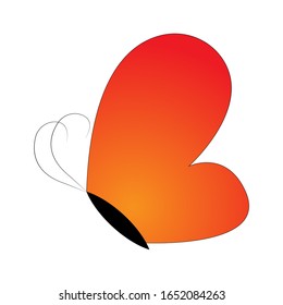 Schmetterling einzeln auf weißem Hintergrund. Vektorillustration Symbol.