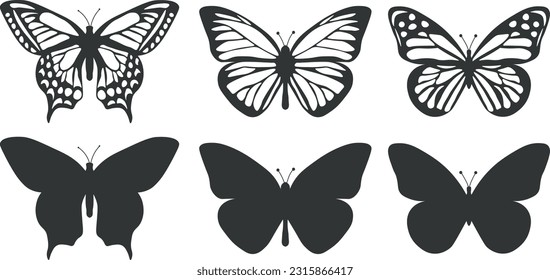 Schmetterling einzeln auf weißer Schmetterlingsgrafik, einzeln auf weißen Schmetterlingen