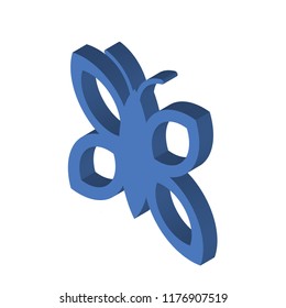 Butterfly isometric left top view 3D icon