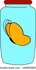Butterfly in jar, illustration, vector on white background.