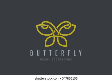 Butterfly Jewelry Logo design vector template linear style.
Luxury accessories Logotype concept outlined silhouette.