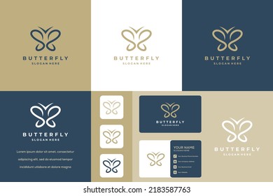 Lineare Vektorsymbol-Kollektion von Schmetterlingsschmuck