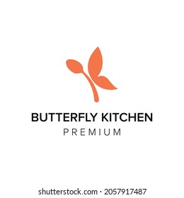 plantilla vectorial del logotipo de la cocina de mariposa