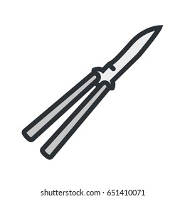 Butterfly Knife Dagger Minimal Color Flat Line Outline Stroke Icon Pictogram Symbol