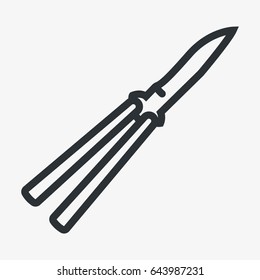 Butterfly Knife Dagger Minimal Flat Line Outline Stroke Icon Pictogram Symbol