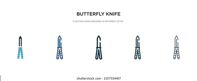 butterfly knife icon in different style vector illustration. two colored and black butterfly knife vector icons designed in filled, outline, line and stroke style can be used for web, mobile, ui