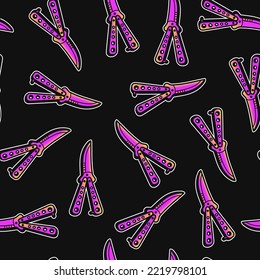 Cuchillo de mariposa arte de patrones sin costura.Diseño de líneas de dibujos animados vectores. Concepto de patrón sin fisuras
