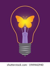 Butterfly in the lamp. Vector illustration.
