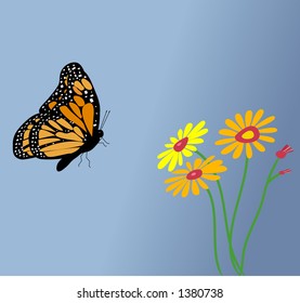 butterfly landing on flowers